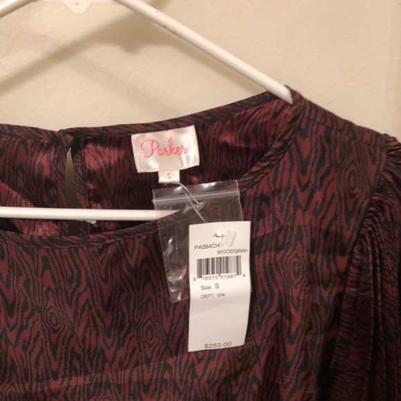 PARKER PLEATED SLEEVE PRINT DRESS sz s - Picture 4 of 8